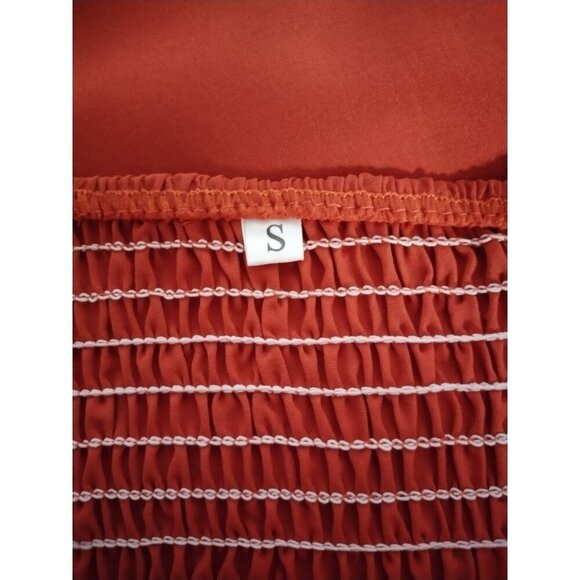 Women's Long Sleeve Ruched Hem Maxi Dress in Rust by Alishebuy. NWT - Picture 5 of 9